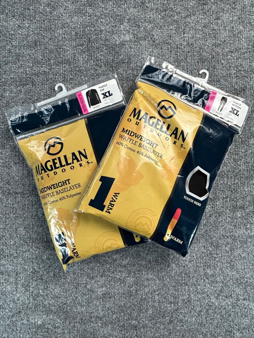 Magellan Outdoors Midweight Waffle Thermal Base Layer Set Women's XL Black NIP